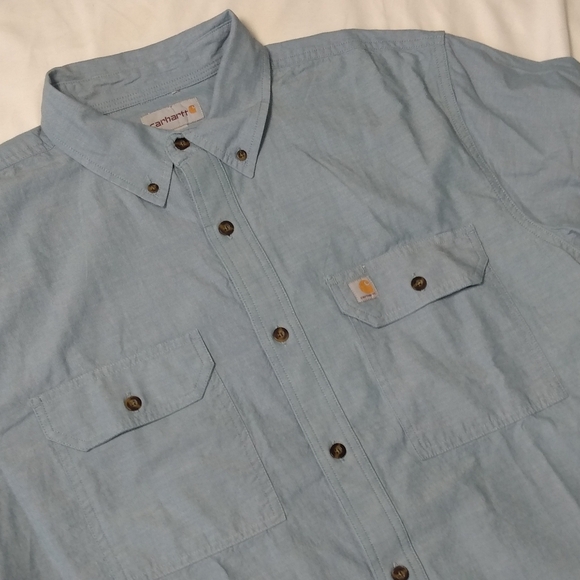 Like New Carhartt Soft Cotton Made in India Short Sleeve Button work Shirt L XL - Picture 3 of 13